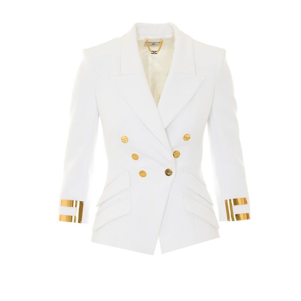 Elisabetta Franchi Women Double Crepe Stretch Jacket With Jewel Logo